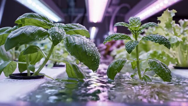 Indoor hydroponic plant growth highlighting environmental sustainability and natural beauty