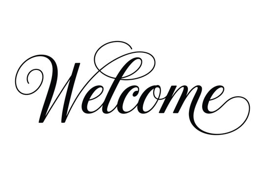 Elegant calligraphy welcome word art black ink on white background