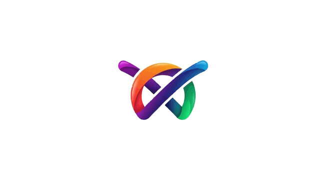 Colorful intersecting curved lines logo symbol.