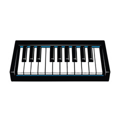 Fototapeta premium A black digital piano keyboard controller isolated on white.