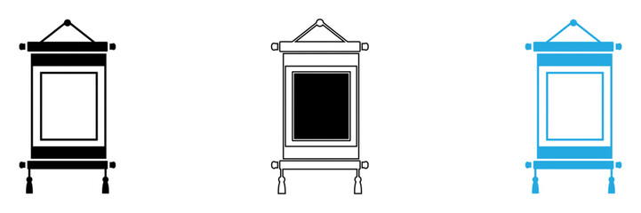 Simple empty picture frame display stands isolated on transparent background, Vector © Mdroy5826
