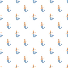 Fototapeta premium Mermaid characters creating a repeating cartoon illustration wallpaper