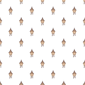 Repeating cuckoo clock pattern creating a seamless background