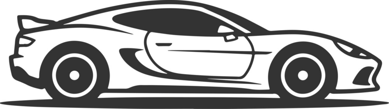 Luxury Sports Car Silhouette Vectors Set: Minimalist Black Supercar Side View Shapes and Racing Coupe Icons for Automotive Branding