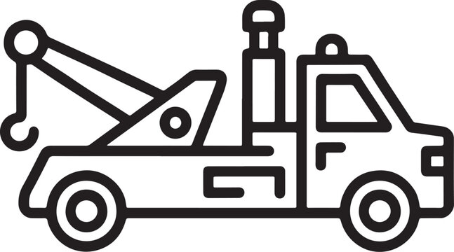 Tow Truck Line Icon Vector Illustration for Roadside Assistance Services vector design on transparent background.