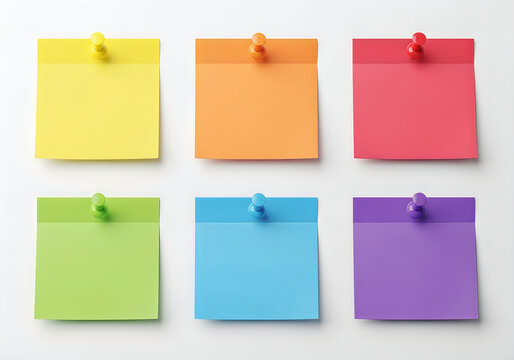 Colorful sticky notes pinned on a white surface for reminders and messages