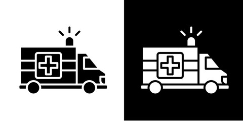 Ambulance Vehicle Icon Set White Glyph Style Collection © ArtisticAura