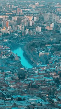 Tbilisi, Georgia. Elevated Top Scenic View Of Park Rike In Tbilisi, Georgia.