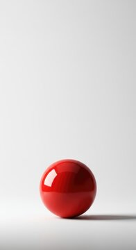A perfectly smooth, intensely saturated red sphere placed centrally on a blinding white background, emphasizing extreme visual isolation and singularity ,singularity ,backdrop ,smooth