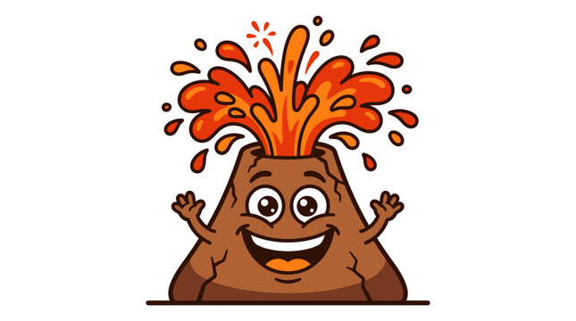Happy Volcano Character Cartoon Illustration Erupting with Joy