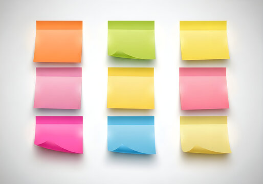 Vibrant Collection of Blank Sticky Notes for Organizing Ideas, Reminders, and Creative Brainstorming Sessions