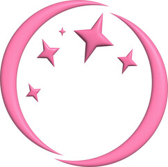입체-3D-원형 테두리-별-스타-달-초승달-틀-프레임-달과 별-우주-분홍색 © Moon