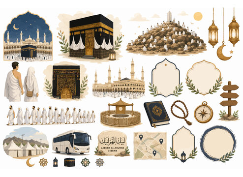 Hajj and Umrah Watercolor Islamic Collection
