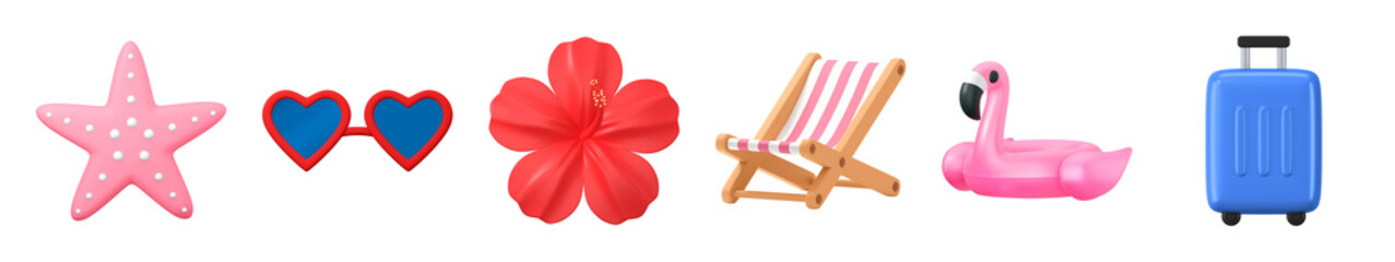 PNG Colorful summer vacation icons on transparent background © Rawpixel.com