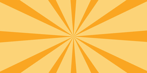 Fototapeta premium Orange stripes burst lines background. Sun ray light. Radiate sunlight. Vintage stripes halftone radial wallpaper for poster, banner.Circus background of spiral yellow orange rays vector.