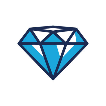 Stylized blue diamond icon illustration.