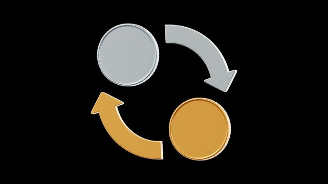 rotating arrows and discs on transparent background loop animation marketing infographic