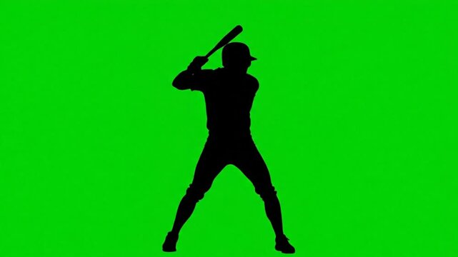 person swinging baseball bat green screen background video	