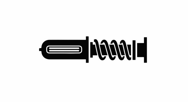 Simple black and white illustration of a vacuum tube with a coiled spring