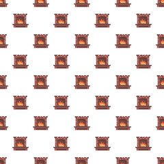 Fototapeta premium Fireplace with burning fire pattern on a white background representing comfort and home