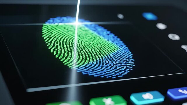 Fingerprint scan on digital screen ideal for tech startups and software commercial themes