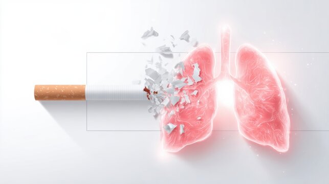 No Tobacco Day 2026 A cigarette disintegrates into a detailed illustration of healthy human lungs, symbolizing smoking's harmful effects.