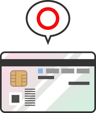 丸印の吹き出し付きマイナンバーカードの裏面ベクターアイコン　日本の身分証・保険証のイラスト