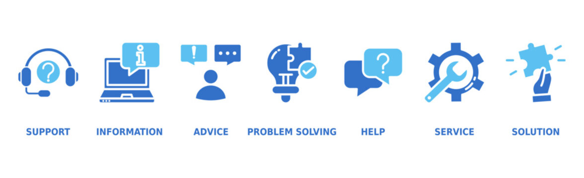 Help desk banner web icon vector illustration concept with icon of support, information, advice, problem solving, help, service and solutions