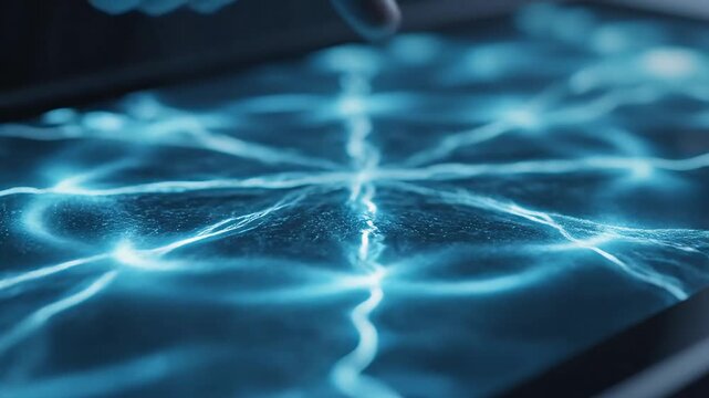 Hand interacting with glowing circular interface perfect for UI/UX elements and digital motion graphics