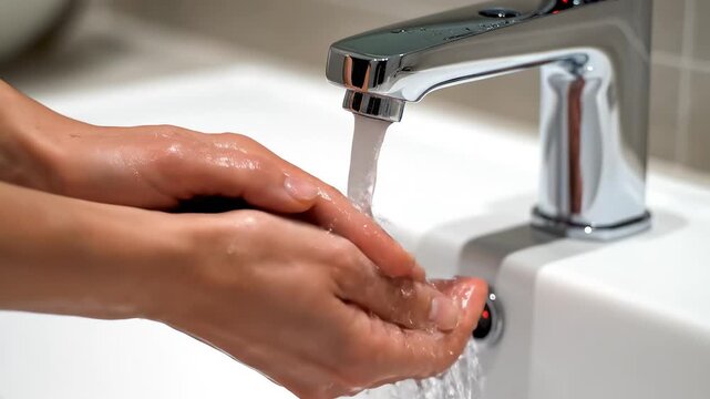 Person washing hands in bathroom sink representing smart infrastructure and data-driven solutions