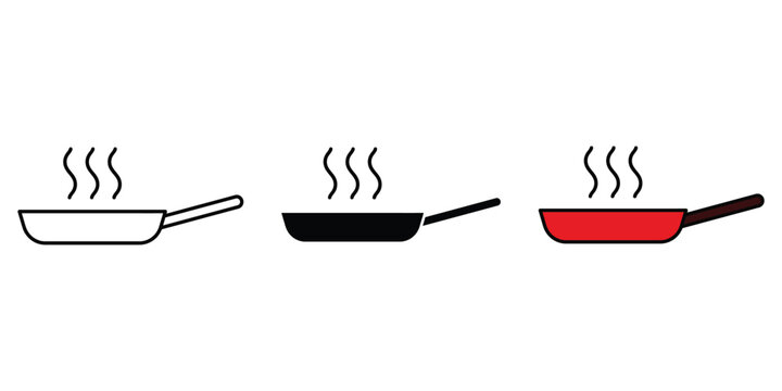 Various frying pans kitchen cooking heat cookware