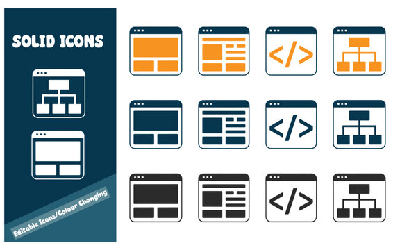 Solid Icons For Web Design And Development Concepts