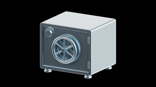 rotating safe box on transparent background security vault product mockup