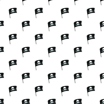 Alien skull and crossed scimitars creating a repeating science fiction pirate flag motif