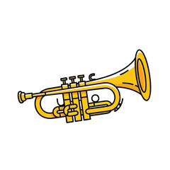 Obraz premium Cartoon Style Illustration of a Shiny Golden Brass Trumpet Musical Instrument.