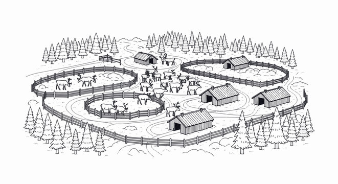 Traditional Swedish folk art line illustration in black and white featuring intricate kurbits floral patterns and decorative Nordic elements isolated on a plain white background.