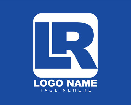 Modern Blue and White Letter LR Logo Design Template