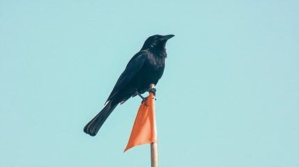 Fototapeta premium Black drongo on a flagpole