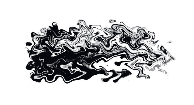 Abstract black and white distorted liquid ink texture featuring complex organic marble swirls, fluid wave patterns, and detailed monochromatic smoky plumes for graphic design.