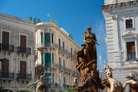 Fountain of Diana in Piazza Archimede in Syracuse Sicily