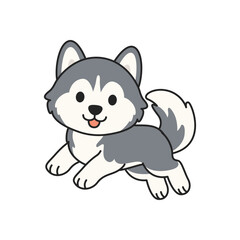 Cute cartoon husky puppy with a happy expression. © Monstar Studio