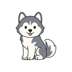 Cute cartoon husky dog sitting happily. © Monstar Studio