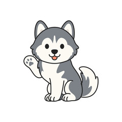 Cute cartoon husky dog waving hello friendly gesture. © Monstar Studio
