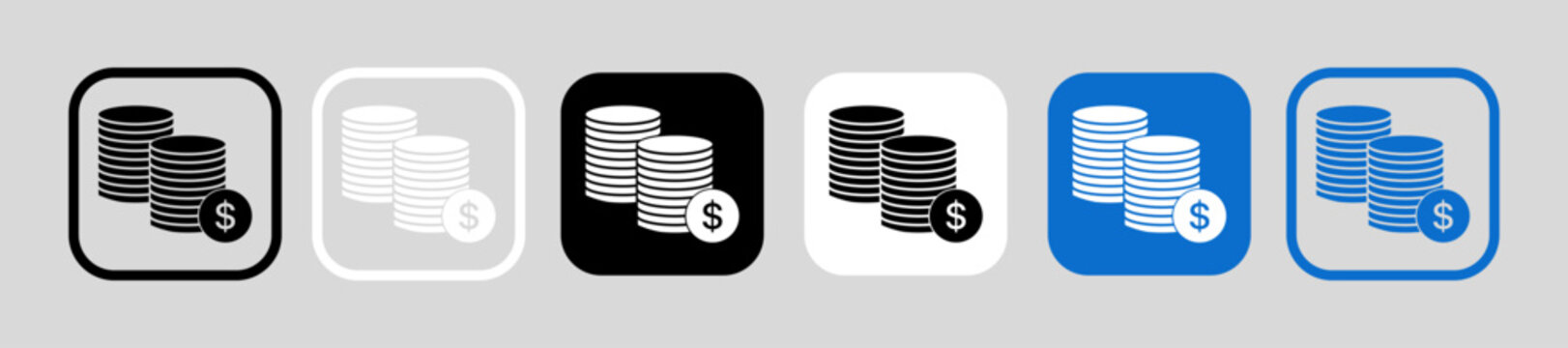 208.  Coin icon set. Vector graphic illustration. Suitable for website design, logo, app, template, and ui