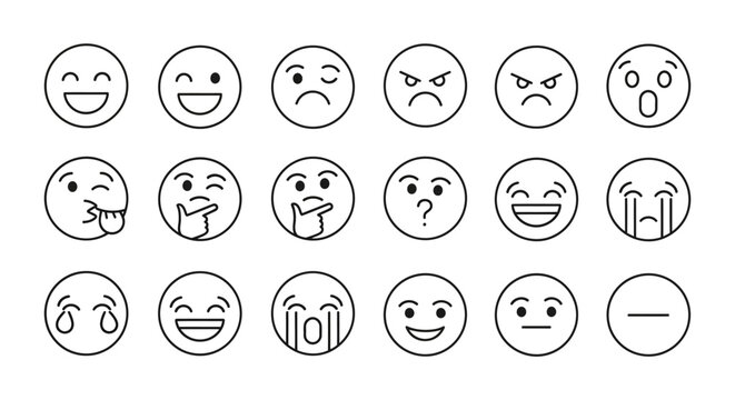Collection of various emoticon faces.