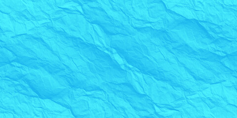 Abstract textured background of crumpled light blue paper, creating a visually striking and unique surface pattern. © Creative Lis