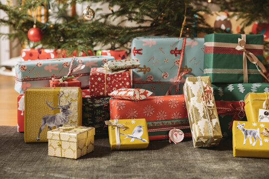Christmas presents under tree