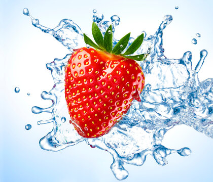 Strawberry and water splash