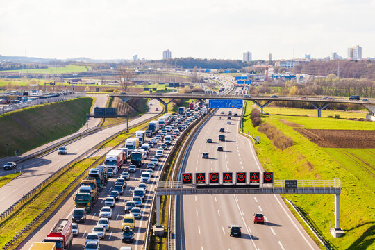 Germany, near Stuttgart, traffic jam on A 8