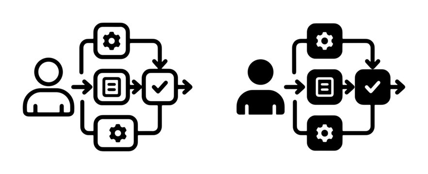 Workflow Process Icons, Business Flowchart Symbols, Task Management Steps, Project Planning Icons, Decision Tree Elements, Process Optimization Graphics, Workflow Automation Icons